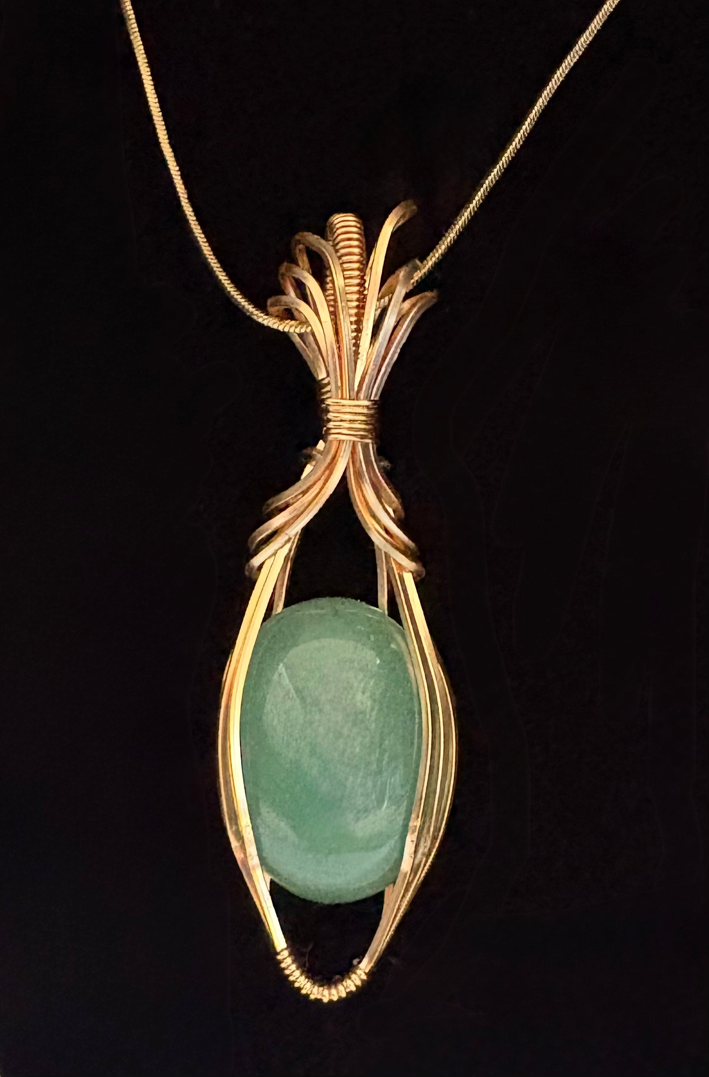 “Solitude Meets Grace” Aventurine Wire Wrapped Pendant