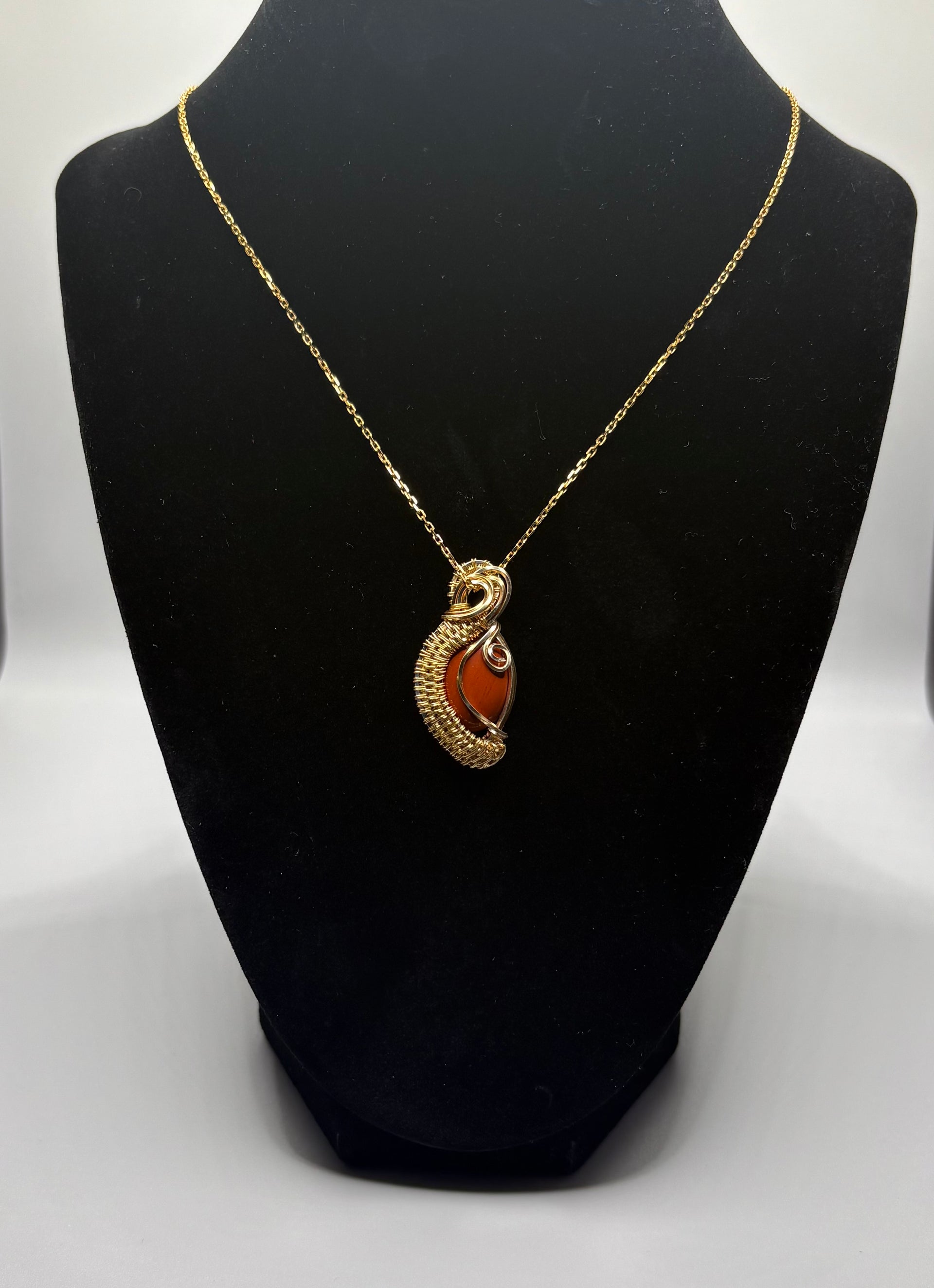 “Rooted in Strength” – Red Jasper Wire-Wrapped Pendant Necklace