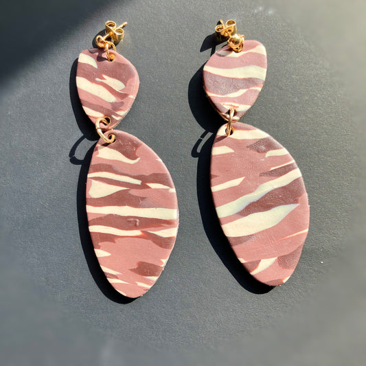 Brown Camo- Polymer Clay Earrings