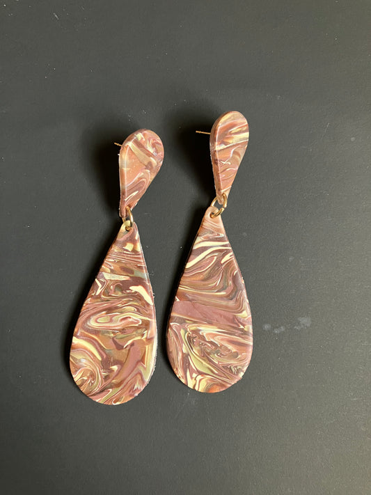 Brown Swirl- Polymer Clay Earrings