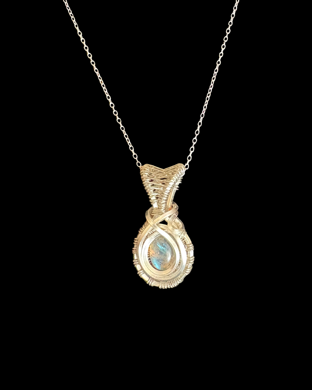 “Tunnel Vision” Labradorite Wire Wrapped Pendant