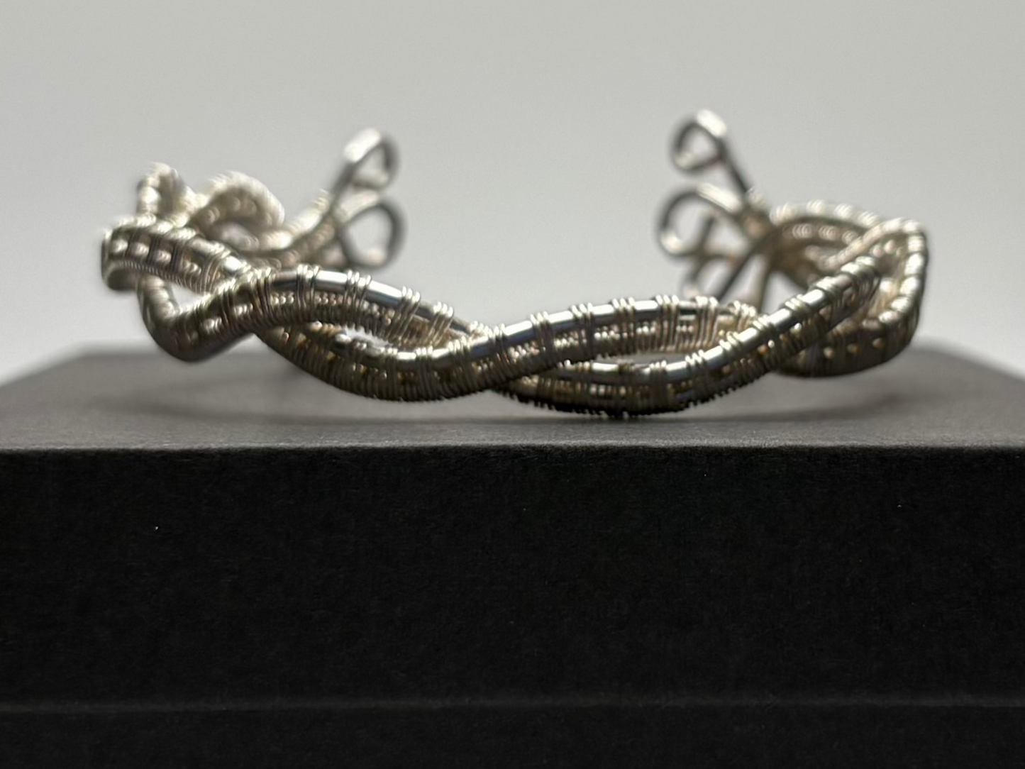 Silver Lining In Unwavering Strength- Wire Wrapped & Woven  Cuff Bracelet