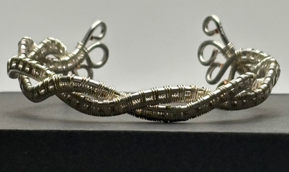 Silver Lining In Unwavering Strength- Wire Wrapped & Woven  Cuff Bracelet