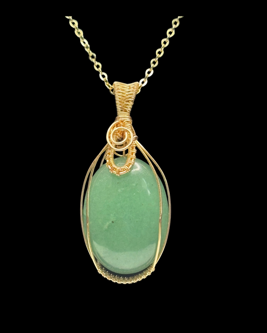 “Courage Compass” Aventurine Wire Wrapped Pendant